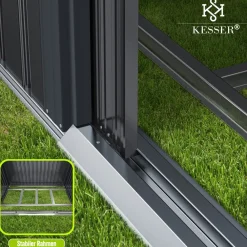 ® XL Metall Gerätehaus 4,2m³ mit Fundament | inkl. Arbeitshandschuhe | 195x131x186cm |  2x Schiebetür & Fundament | Geräteschuppen | Gartenhaus Schrank | Satteldachdach Garten Schuppen ^ KESSER Online