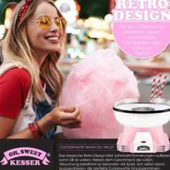 ® Zuckerwattemaschine Set für dein zuhause - Mit 30x Zuckerwatte Stäbchen & Messlöffel - Retro Cotton Candy Maschine - Zuckerwatte Maschine Mit Zubehör - Höhe 22 cm  - 500 W ^ KESSER Discount