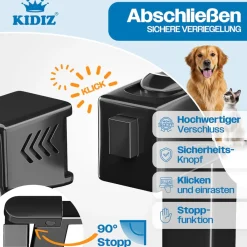 KIDIZ ® Absperrgitter zum Klemmen mit Katzenklappe, Türschutzgitter, Autoclose Kinder Treppengitter ohne Bohren | 90° Stopp Schutz, schwenkbar, Treppenschutzgitter Blau Sale