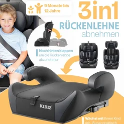 KIDIZ ® Autokindersitz Premium Kinderautositz Gruppe 1+2+3, 9-36 kg 5-Punkt-Sicherheitsgurt, Autositz, Kindersitz, Einstellbare Kopfstütze, Mitwachsende Sitzerhöhung 1-12 Jahre, Stabil und Sicher Rosa Sale