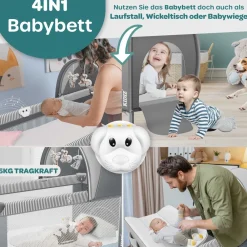 KIDIZ ® Babybett Reisebett Kinderreisebett Faltbar mit Matratze 120x60, Seiteneingang, Wickelauflage, Mosktionetz, Spielbogen & Tragetasche Baby Beistellbett Kinderbett ab Geburt bis 15 kg Blau Hot