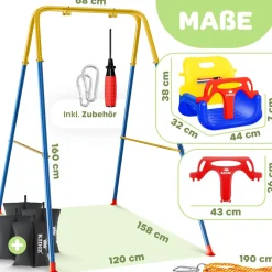 ® Babyschaukel mit Gestell 3in1 Kinderschaukel mitwachsend für Babys ab 6 Monate & Kinder bis 10 Jahre für drinnen & draußen, bis 100kg belastbar, Schaukelgestell inkl. 4 Sandsäcke 5kg auffüllbar ^ KIDIZ