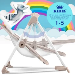 ® Babywippe Babyschaukel mit 5 Geschwindigkeitseinstellungen zusammenklappbarer Baby Wippe Schaukel Babyhochstuhl mit Spielbogen Spielzeugen 5 beruhigende Naturgeräusche neugeborene ^ KIDIZ New