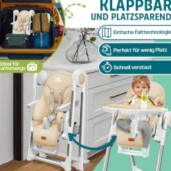 KIDIZ ® 3in1 Hochstuhl Kinderhochstuhl inkl. Spielbügel , Babyliege , Kombihochstuhl Babyhochsitz ,7 höhenverstellbar Verstellbare Rückenlehne , mitwachsend ab 0 Monate bis 6 Jahre Babystuhl Blau Outlet