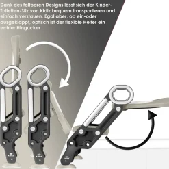 ® Kinder Toilettensitz Toilettentrainer mit Treppe und Griffe Faltbar Kindertoilette WC Sitz Töpfchentrainer Lerntöpfchen bequemem Kissen und breiten Stufen Toilettentreppe höhenverstellbar ^ KIDIZ Online