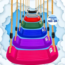 KIDIZ ® Schaukel Kinderschaukel Set - Ink. Zubehör Schaukelsitz Schaukelbrett Garten Outdoor Indoor Brettschaukel für Kinder zum Schaukeln aus Kunststoff Höhenverstellbar Rutschfest Blau Sale