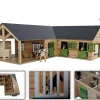 Horses Pferdehof aus Holz, 1:24, mit Tören, Fenster + Tor, ohne Tiere ^ Kids Globe New
