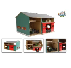 Kids Globe KidsGlobe Werkstatt mit Lagerraum 1:32 Dach aufklappbar Tore beweglich, 41x54x32 Discount
