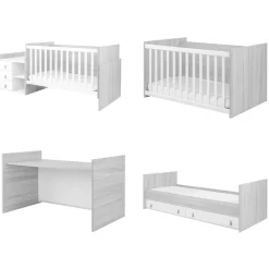 Kikkaboo Babybett Lorena 4 in 1 Kommode Schaukelfunktion Schreibtisch Jugendbett ^ Kikka Boo