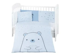 Babybettwäsche Bär 6-tlg. Decke 135 x 95 Kissen 45 x 35 Laken 120 x 60 blau ^ Kikkaboo Online