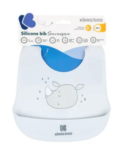 Kikkaboo Babylatz Savanna integrierter Krümelschutz, Silikon, ab 4 Monaten hellblau Discount