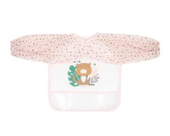 Kikkaboo Babylatz Savanna, Langarm-Lätzchen mit Krümelfänger, wasserdicht pink hellgrün Hot