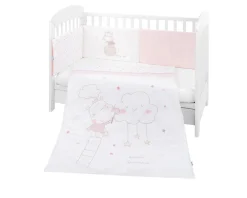 Kikkaboo Bettwäsche 4-teilig Decke 135 x 95 cm Bezug Nestchen Bett 120 x 60 cm rosa Clearance