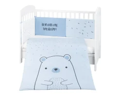 Kinderbettwäsche Bär 3-tlg. Decke 135 x 95 cm Nestchen Bett 140 x 70 cm ^ Kikkaboo Hot