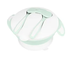 Kikka Boo Kikkaboo Kinder 4in1 Schüssel-Set Löffel Gabel Teller 700ml Mikrowellen geeignet grün Sale
