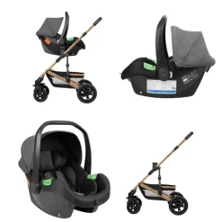 Kikkaboo Kombikinderwagen Amaia 3in1 i-Size Babyschale umbaubar Federung Tasche dunkel ^ Kikka Boo Outlet