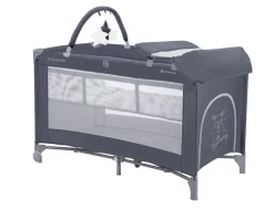 Kikkaboo Reisebett So Gifted Plus zwei Ebenen, Spielbogen, Wickelauflage, Räder blau beige Best