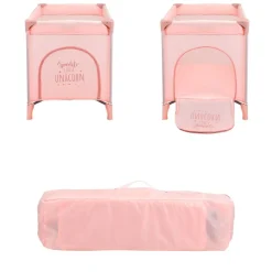 Kikkaboo Reisebett so gifted eine Ebene, weiche Matratzenauflage, Seiteneingang rosa pink Blau P Sale