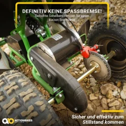 Actionbikes Motors Kinderquad Racer 1000, Pocket-Quad mit 1000 Watt Elektromotor, 3 Batterien, Stoßdämpfer, bis 24 km/h Schwarz/Grün New