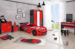 Aileenstore Kinderzimmer komplett Set Autobett Rio 5 teilig Rot Outlet
