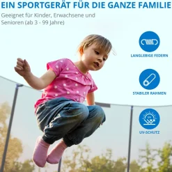Kinetic Sports Trampolin Outdoor 'Salto Plus' Ø 183/244/305/366/400/430/490 cm - Komplett-Set für Kinder, USA Sprungtuch, Netz, Randpolster, Leiter - bis zu 160kg | , Blau-2 Sale