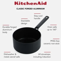 CC005683-001 Stielkasserolle  1.5L 16cm Schwarz ^ KitchenAid