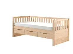 Kojen Bett Fritz mit Sprossenumrandung, 3 Schubladen u. Rolllattenrost, Liegefläche 90 x 200,versch. Ausführungen, Milky White lackiert ^ vipack Sale
