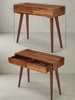 KADIMA DESIGN Konsolentisch – Massivholz, 90x76x36cm, mit Schubladen, Landhausstil Discount