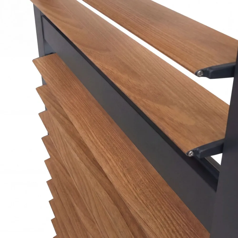 Lamellenwand für Pergola -P65, Lamellenpaneel Modul Paneel Seitenwand, Aluminium 220x68cm Holzoptik ~ anthrazit ^ MCW New