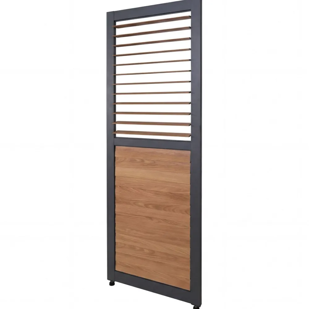Lamellenwand für Pergola -P65, Lamellenpaneel Modul Paneel Seitenwand, Aluminium 220x68cm Holzoptik ~ anthrazit ^ MCW New
