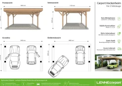 , Doppelcarport mit Flachdach Modell "Hockenheim" ^ LENNECARport