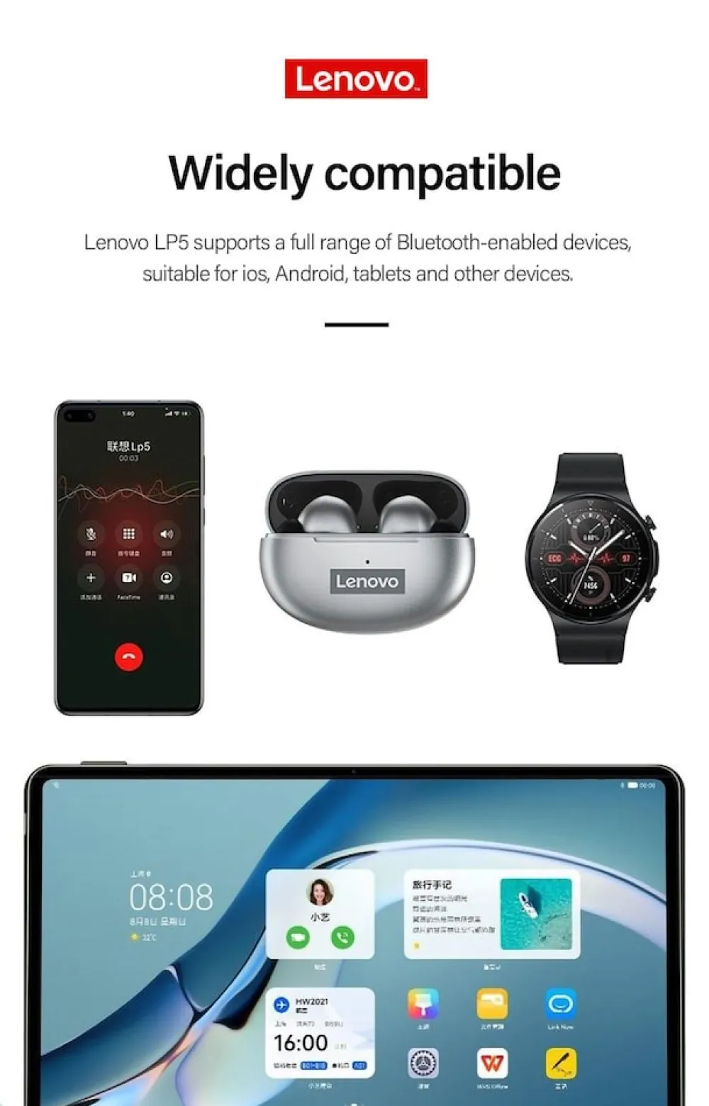 LP5 Bluetooth-Kopfhörer Grau ^ Lenovo Sale