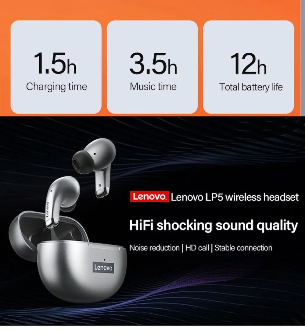 LP5 Bluetooth-Kopfhörer Grau ^ Lenovo Sale