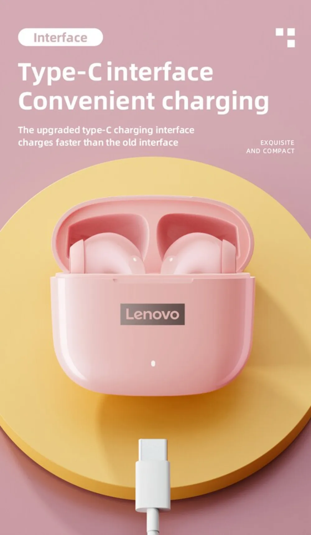 Lenovo LP40 Pro Bluetooth-Kopfhörer Rosa Sale