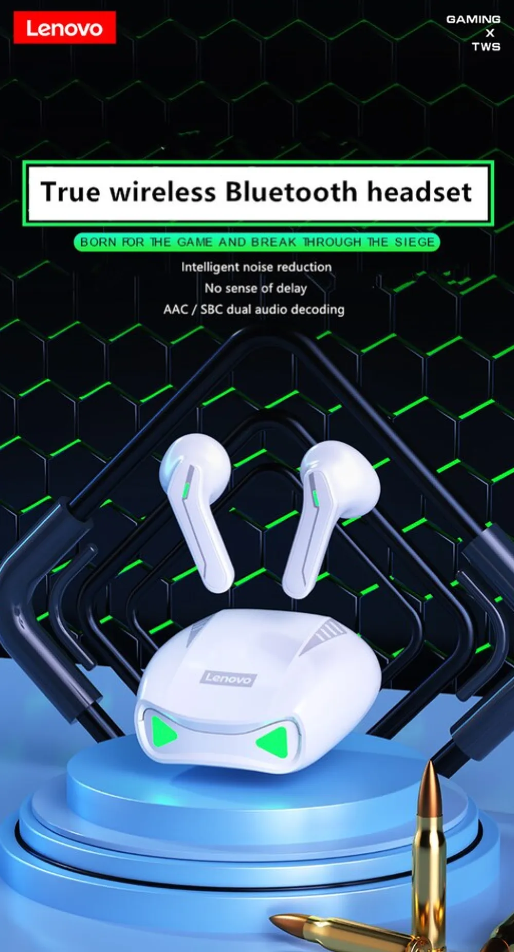 Lenovo XT85 Bluetooth-Kopfhörer Weiß Online