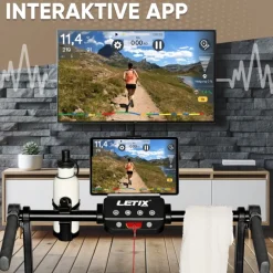 Letix Elektrisches Laufband FoldPro 2in1 mit LCD-Display, Bluetooth & APP Funktion, für zu Hause und Büro, motorisiertes Fitnessgerät, Heimtrainer - Holzoptik Outlet