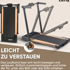 Letix Elektrisches Laufband FoldPro 2in1 mit LCD-Display, Bluetooth & APP Funktion, für zu Hause und Büro, motorisiertes Fitnessgerät, Heimtrainer - Holzoptik Outlet