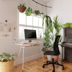 Letti Moderni Bürotisch Kost Dash – Walnuss Tróia mit Weiß Hot