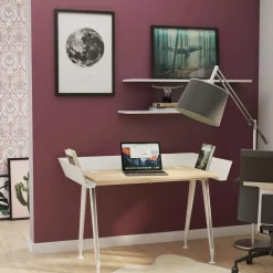 Letti Moderni Schreibtisch Tern 100x72 cm – mit Buche Dekor Weiß Online