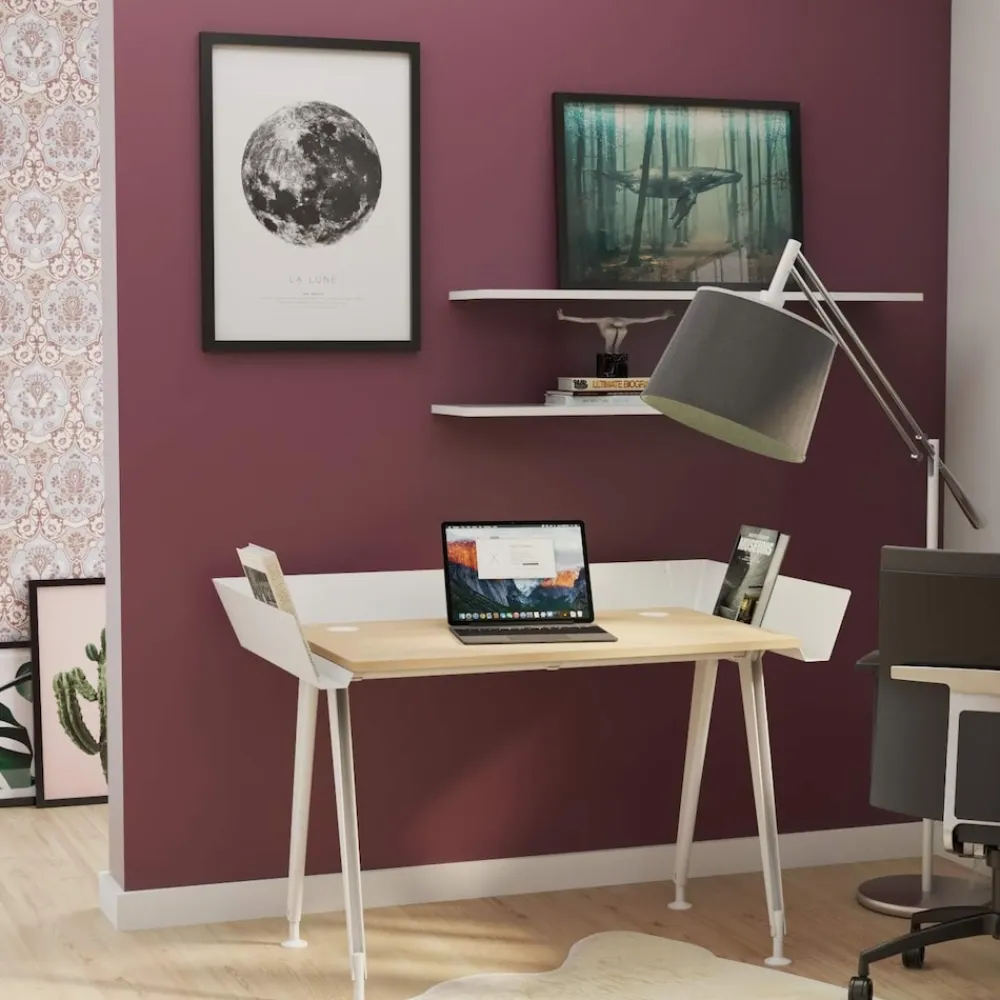 Letti Moderni Schreibtisch Tern 100x72 cm – mit Buche Dekor Weiß Online