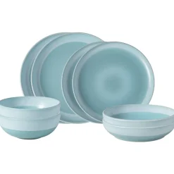 like. by Villeroy & Boch Einsteiger-Set Perlemor Aqua 8er Set blau New