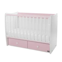Lorelli Babybett MATRIX NEW Kinderbett 120 x 60 cm, 2 Ebenen, 2 Schubladen rosa Discount