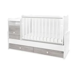 Babybett Trend Plus 70x160cm Schreibtisch Kinderbett Schubladen Kommode weiß grau ^ Lorelli Online
