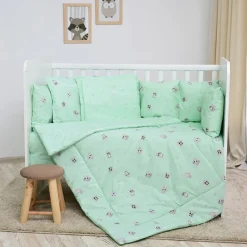 Babybettwäsche-Set 5-tlg. Decke 140 x 95 cm Kissen 43 x 35 cm Nestchen grün ^ Lorelli Hot