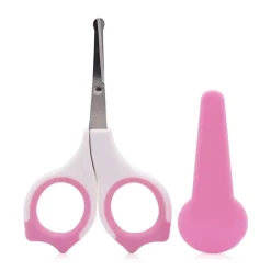 Lorelli Baby Nagelschere Schutzkappe gebogen, Edelstahl, Babyschere, Nagelpflege rosa pink Hot