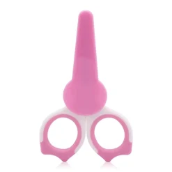 Lorelli Baby Nagelschere Schutzkappe gebogen, Edelstahl, Babyschere, Nagelpflege rosa pink Hot
