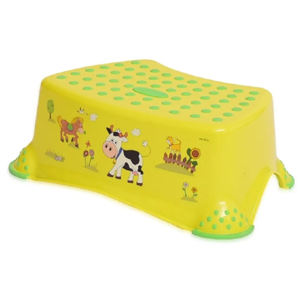 einstufiger Kinder Badhocker Farm, Gummi-Noppen, Tritthocker rutschfest ^ Lorelli Best