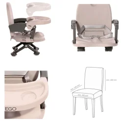 Lorelli Kinderstuhl Ego 2 in 1 Sitzerhöhung Boostersitz Tisch abnehmbar klappbar beige Online
