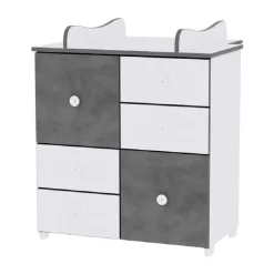 Kommode Cupboard 83 x 71 x 96 cm, 4 Schubladen, 2 Türen mit Regalboden dunkelgrau ^ Lorelli Sale