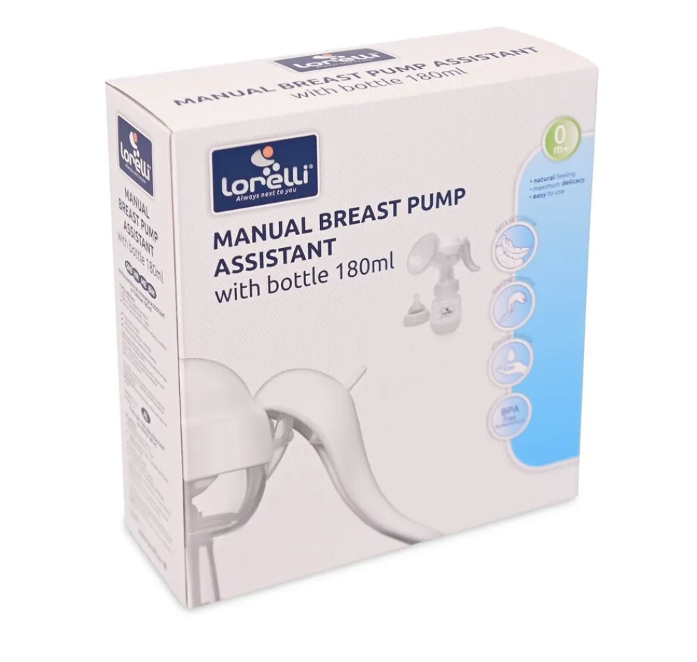 Lorelli manuelle Milchpumpe Assistant, 180 ml Flasche, ergonomischer Griff weiß